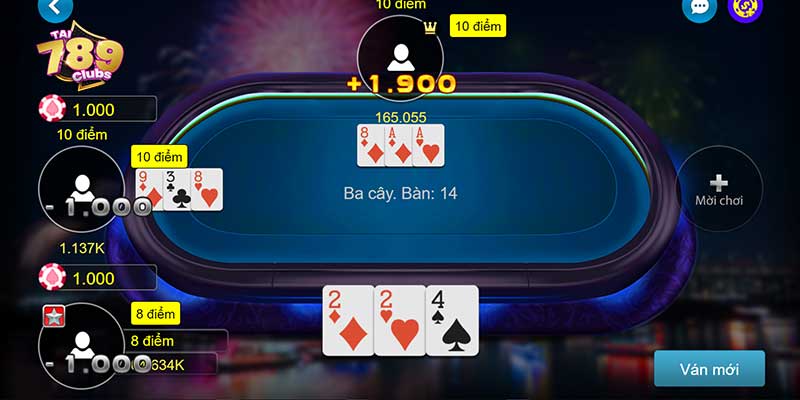 Chơi bài 3 cây online - game casino hay khó cưỡng tại 789club